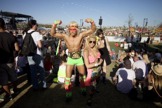 Colorful Couple Dancing at Coachella Music Festival