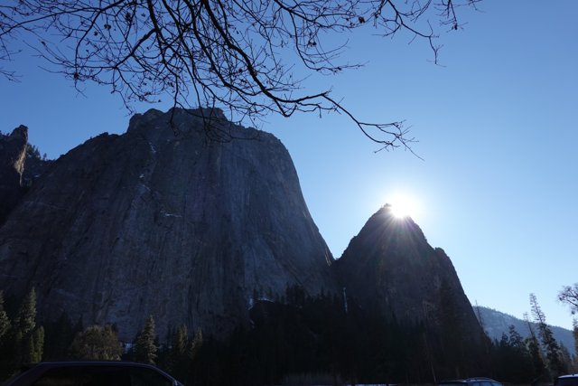 Majestic Yosemite: Rock Formation Basks in Sunlight