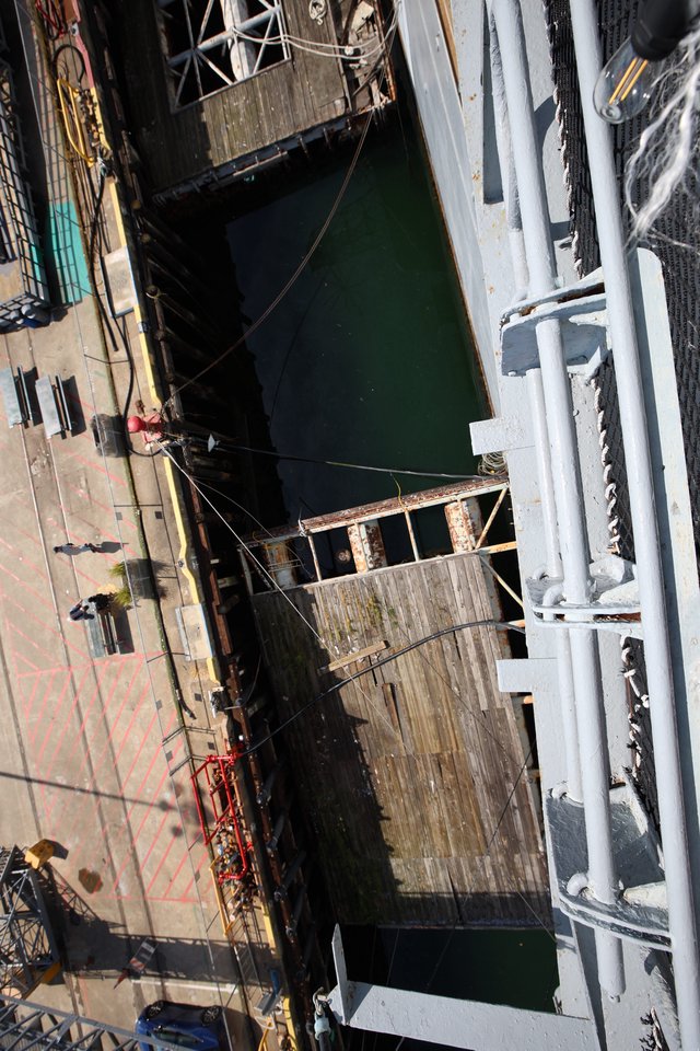 Aerial View of USS Hornet Aircraft Carrier Dock Area