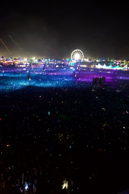 Night Lights and Crowd Excitement at Coachella