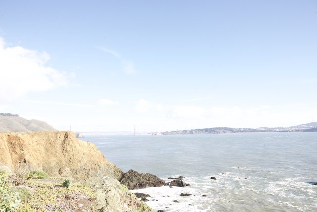 A Majestic View of the Golden Gate Bridge from the Cliff
