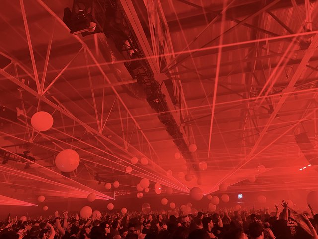 Red Laser Light Show at Electronic Music Concert