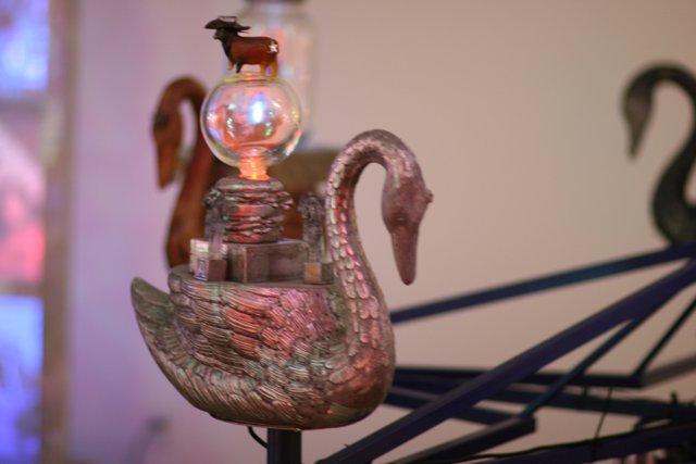 Swan Lamp with Avian Figurine