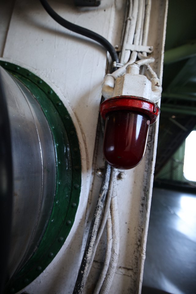 Vintage Red Navigation Light on USS Hornet