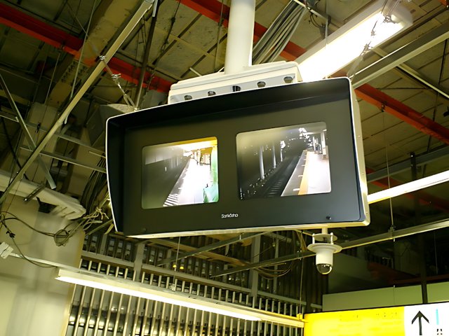 Ceiling-Mounted Video Monitor at Tokyo Train Station