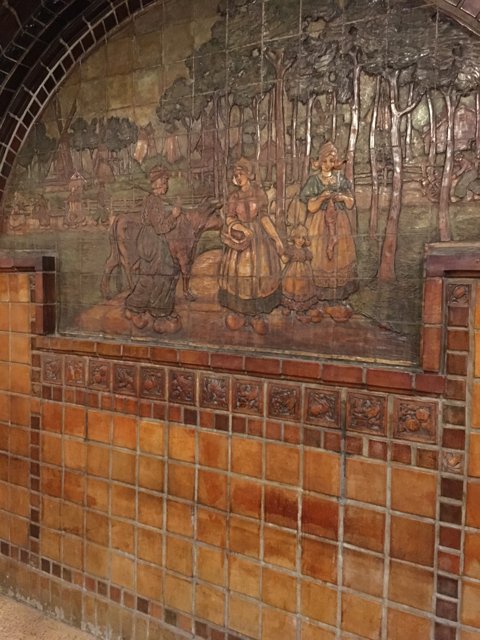 Tile Mural of a Couple in a Field