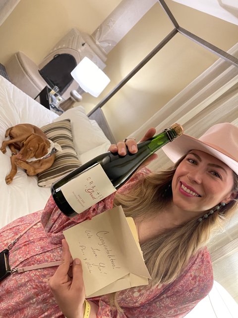 Pink Hat and Wine Time