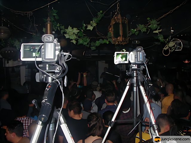 Camera Stands Amidst a Crowd