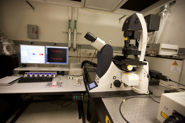 Microscope on a Lab Desk