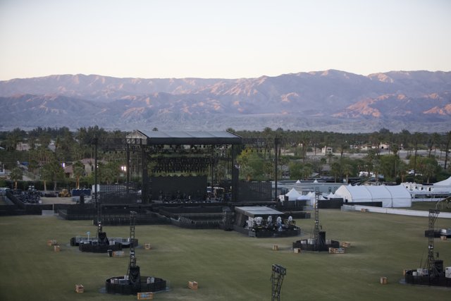 Mountain backdrop at Coachella stage