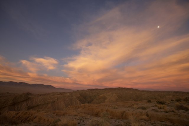 Desert Moonrise at Sunset