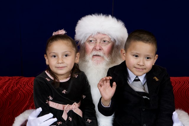 Santa Claus Spreading Christmas Cheer with Joyful Children