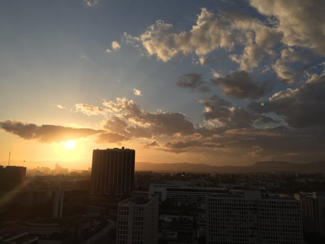 Sunset over Los Angeles skyline