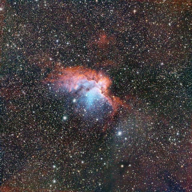 Wizard Nebula NGC 7380 in SHO+LRGB Narrowband Palette