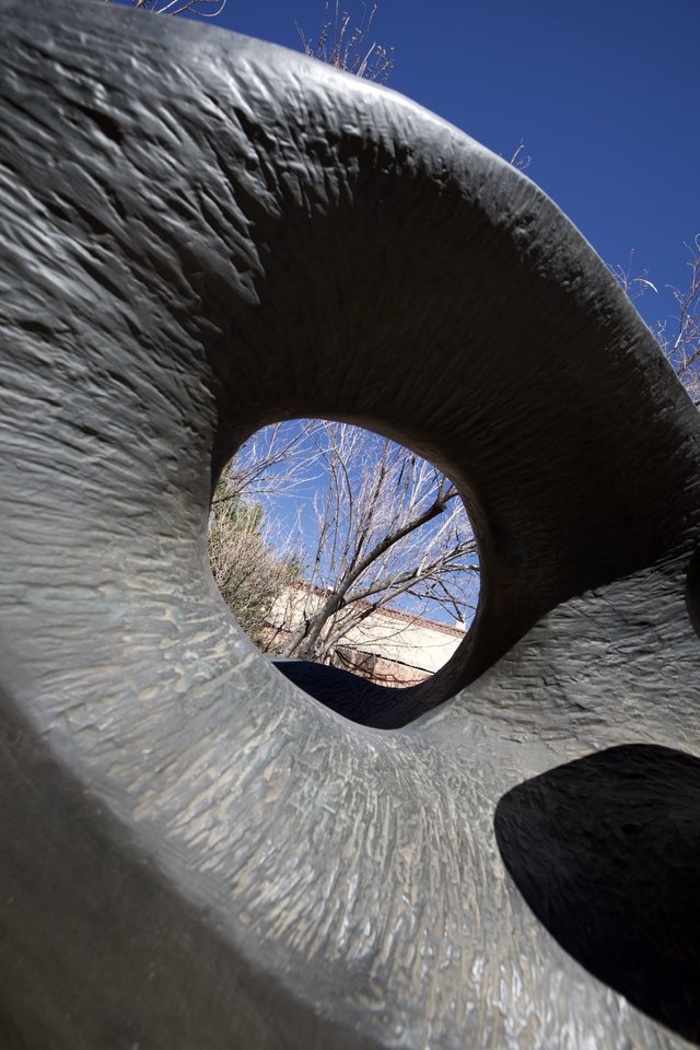 Looking Through Sculptural Portal to Desert Landscape