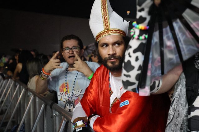 Pope Costume Reveler at Wobbleland Festival 2026