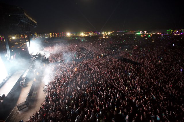 Pyrotechnics Light up the Night Sky at Coachella Rock Concert