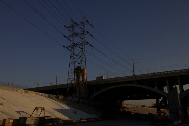 Construction and Utility Lines on Overpass
