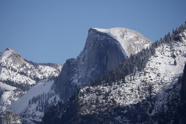 Half Dome's Snowy Crown in Winter