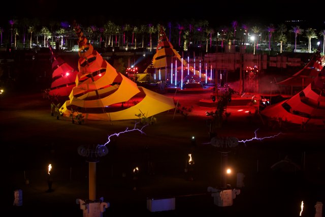 Illuminated Tent on Fire