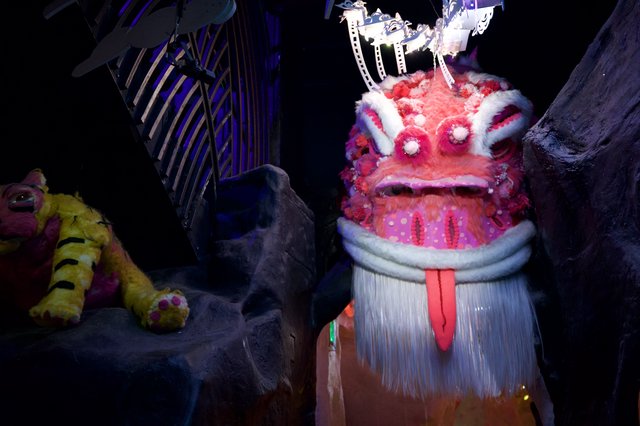 Vibrant Chinese Lion Dance Costume at Museum Exhibit