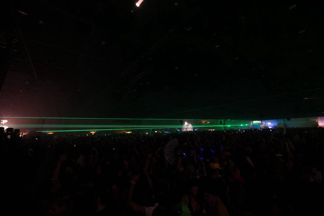 Green Laser Beams Electrify Massive Festival Crowd