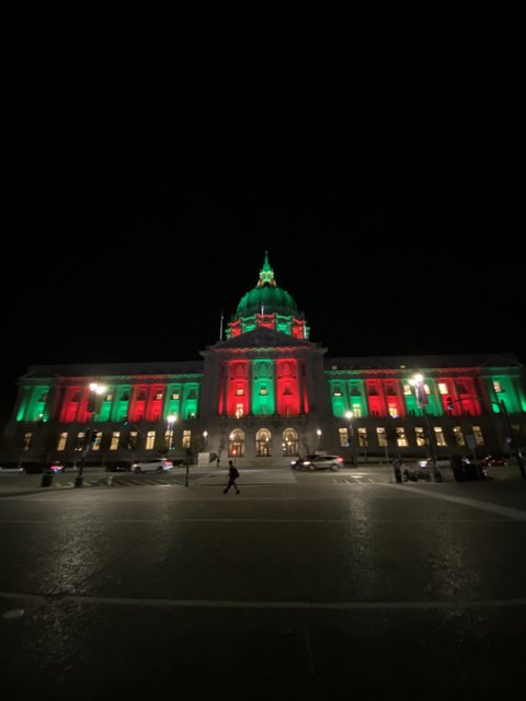 Red and Green Illumination of City Hall