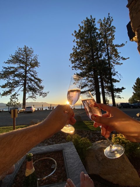 Toasting at Sunset in Lake Tahoe