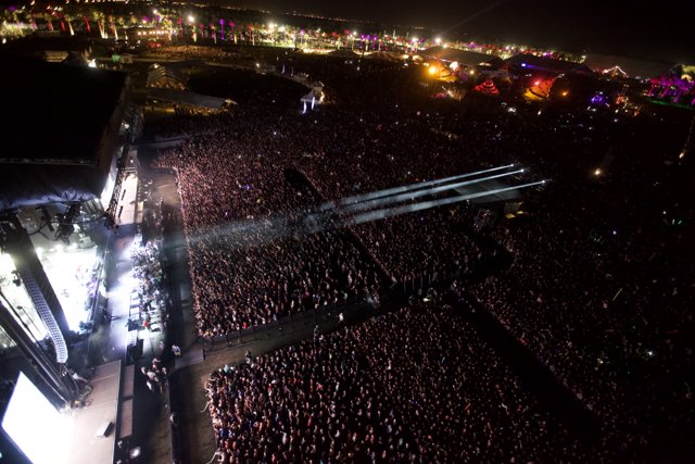 Metropolis at Night: Aerial View of Coachella Concert