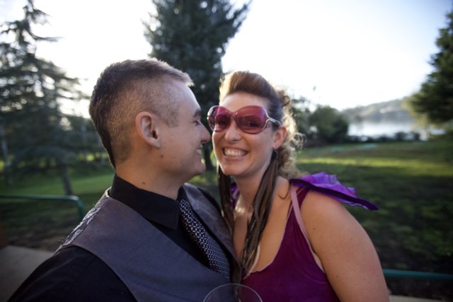 The Happy Couple in Purple Glasses