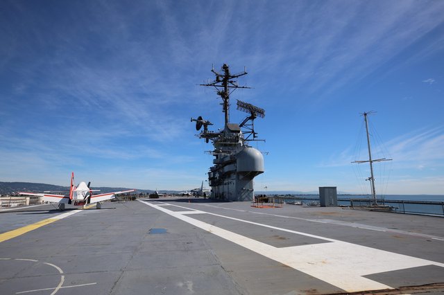 Aircraft Carrier Flight Deck with Radar Tower