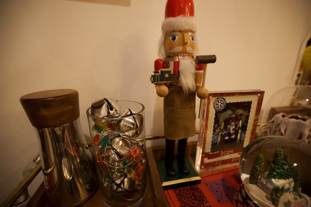 Traditional Nutcracker with Holiday Decorations Display