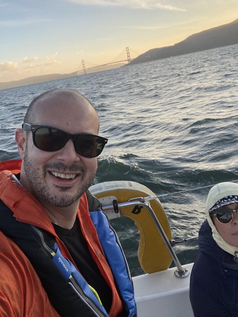 Boat selfie on San Francisco Bay