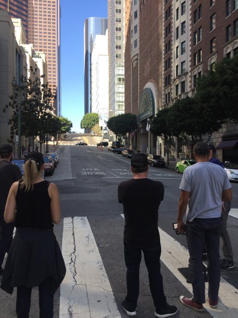 Urban Crowd on the Sidewalk