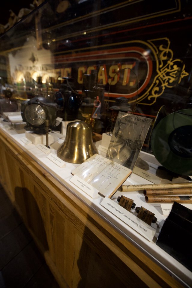 Vintage Railroad Artifacts Display with East Coast Sign