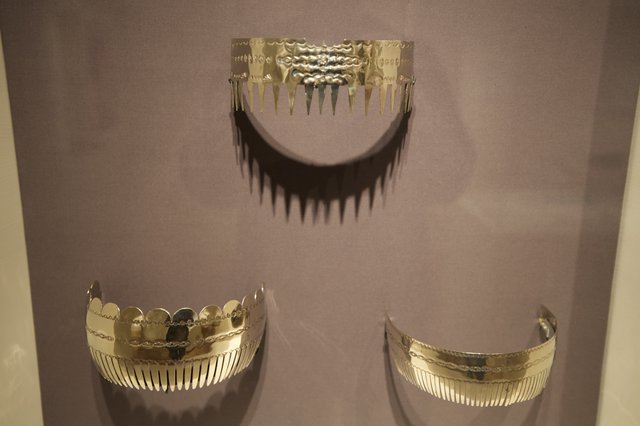 Ancient Gold Ceremonial Headdress and Crowns Museum Display