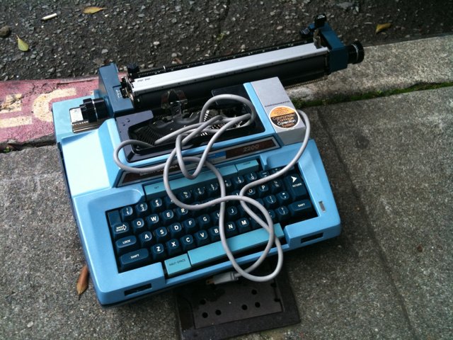 Vintage Blue Typewriter with Cord