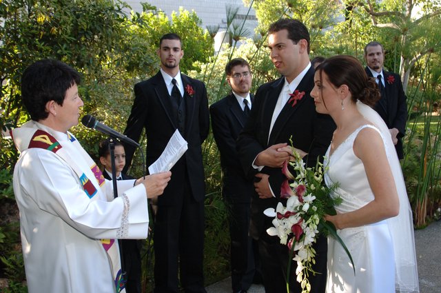 Outdoor Wedding Ceremony Vows Exchanged in Garden