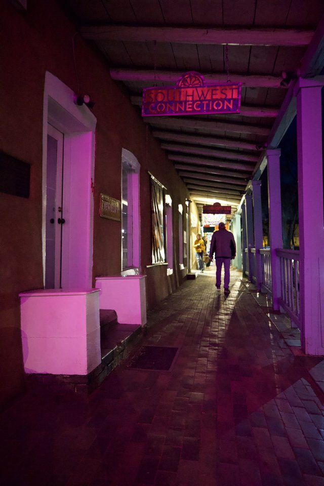 Purple-Lit Corridor at Southwest Connection Shopping Plaza