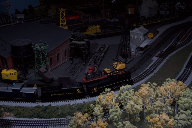 Toy Train in a Miniature Railway Diorama
