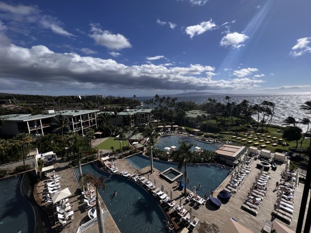 A Breathtaking Aerial View of the Harbor and Pool at our Wailea Resort