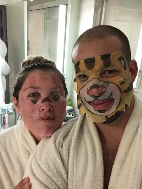 Tiger-Faced Bathrobe Selfie