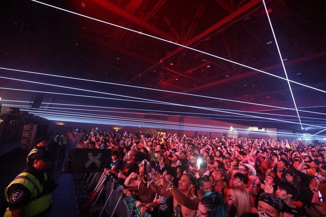 Laser Light Storm Over Massive EDM Festival Crowd