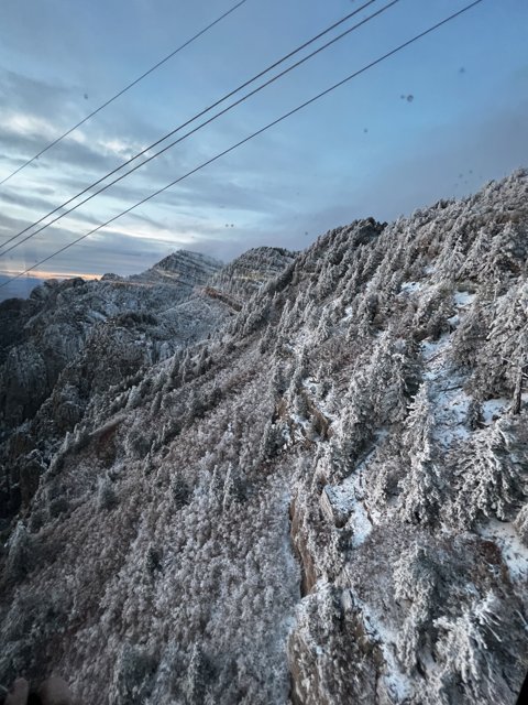 Snowy Mountain and Power Lines