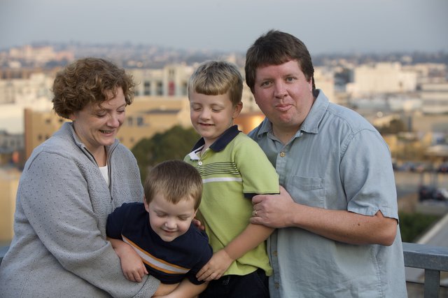 Family Portrait on Rooftop at Dusk