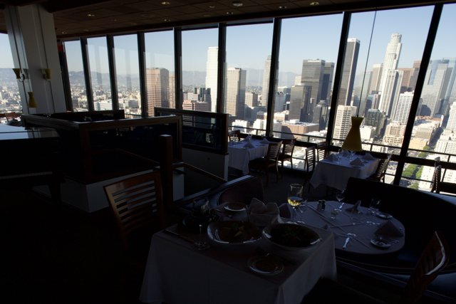 Cityscape View from Restaurant Dining Tables