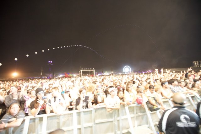 Nighttime concert crowd at Coachella