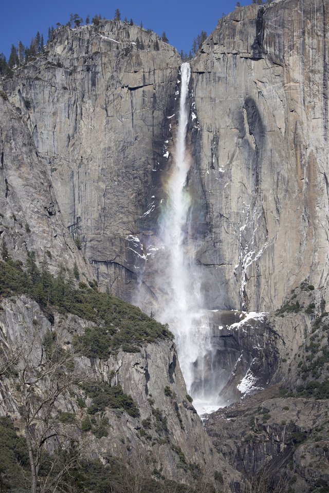Yosemite Falls Cascading Down Granite Cliffs in Spring