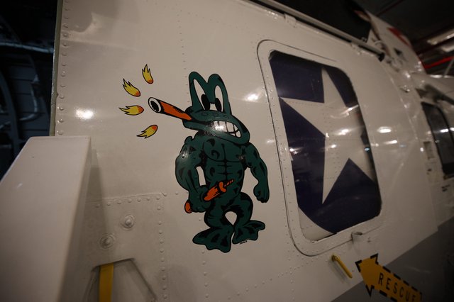 Cartoon Rabbit Nose Art on USS Hornet Aircraft