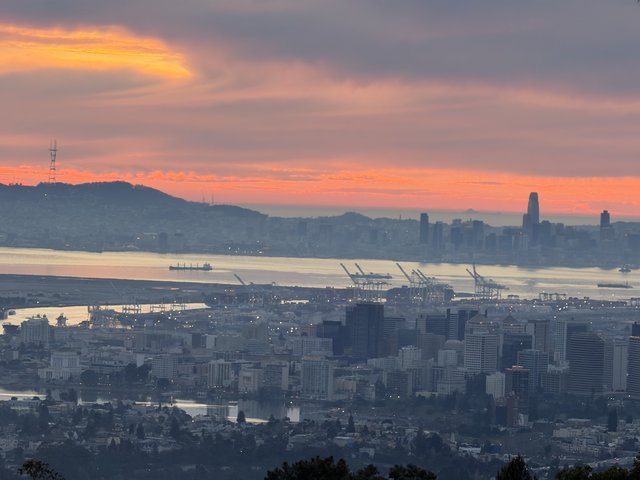 San Francisco Bay at Sunset from East Bay Hills